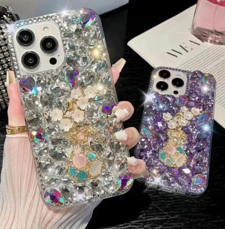 Plum Blossom Handmade Diamond Inlay PC Phone Case, For iPhone 16 Pro Max, For iPhone 16 Pro, For iPhone 16 Plus, For iPhone 16, For iPhone 15 Pro Max, For iPhone 15 Pro, For iPhone 15 Plus, For iPhone 15, For iPhone 14 Plus, For iPhone 14