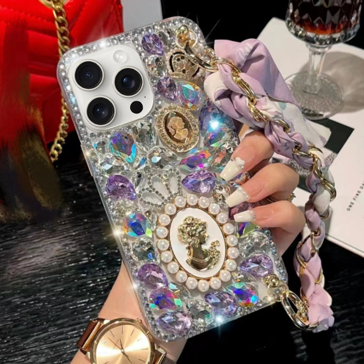 Handmade Diamond Purple Gemstone Scarf Bracelet PC Phone Case, For iPhone 16 Pro Max, For iPhone 16 Pro, For iPhone 16 Plus, For iPhone 16, For iPhone 15 Pro Max, For iPhone 15 Pro, For iPhone 15 Plus, For iPhone 15, For iPhone 14 Plus, For iPhone 14