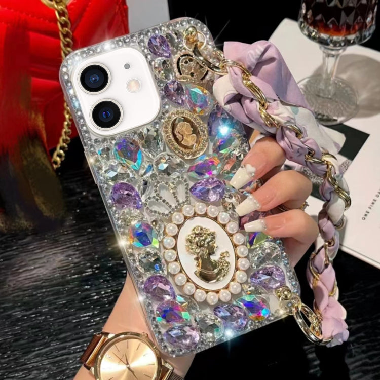 Handmade Diamond Purple Gemstone Scarf Bracelet PC Phone Case, For iPhone 14 Pro, For iPhone 14 Pro Max, For iPhone 13 Pro Max, For iPhone 13 Pro, For iPhone 13, For iPhone 13 mini, For iPhone 12, For iPhone 12 Pro Max, For iPhone 12 Pro