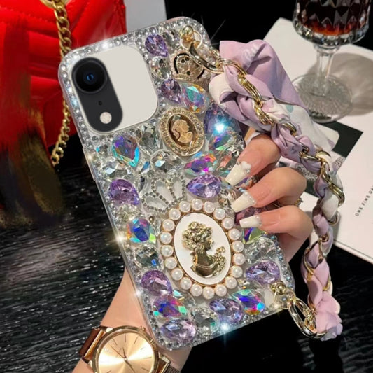 Handmade Diamond Purple Gemstone Scarf Bracelet PC Phone Case, For iPhone XR, For iPhone XS Max, For iPhone SE 2022 /  7 / 8, For iPhone X / XS, For iPhone 7 Plus / 8 Plus