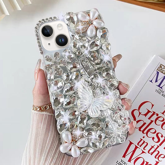 Handmade Butterfly Diamond Inlay PC Phone Case, For iPhone 13 mini, For iPhone 12, For iPhone 12 Pro Max, For iPhone 12 Pro, For iPhone 12 mini, For iPhone 11 Pro Max, For iPhone 11, For iPhone 11 Pro