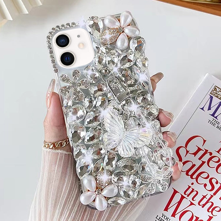 Handmade Butterfly Diamond Inlay PC Phone Case, For iPhone 14 Pro, For iPhone 14 Pro Max, For iPhone 13 Pro Max, For iPhone 13 Pro, For iPhone 13, For iPhone 13 mini, For iPhone 12, For iPhone 12 Pro Max, For iPhone 12 Pro, For iPhone 12 mini