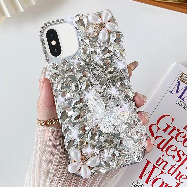 Handmade Butterfly Diamond Inlay PC Phone Case, For iPhone 11 Pro Max, For iPhone 11, For iPhone 11 Pro, For iPhone XR, For iPhone XS Max, For iPhone SE 2022 /  7 / 8, For iPhone X / XS, For iPhone 7 Plus / 8 Plus