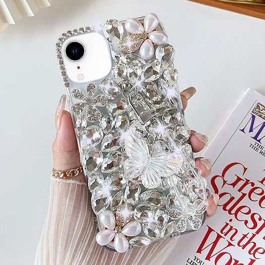 Handmade Butterfly Diamond Inlay PC Phone Case, For iPhone XR, For iPhone XS Max, For iPhone SE 2022 /  7 / 8, For iPhone X / XS, For iPhone 7 Plus / 8 Plus