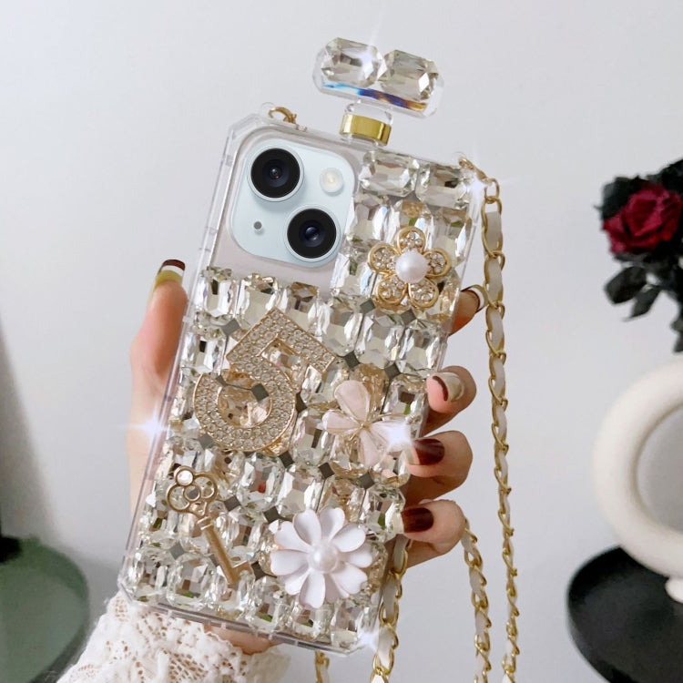 Crossbody Perfume Bottle Handmade Inlaid Diamond PC Phone Case, For iPhone 16 Pro Max, For iPhone 16 Pro, For iPhone 16 Plus, For iPhone 16, For iPhone 15 Pro Max, For iPhone 15 Pro, For iPhone 15 Plus, For iPhone 15