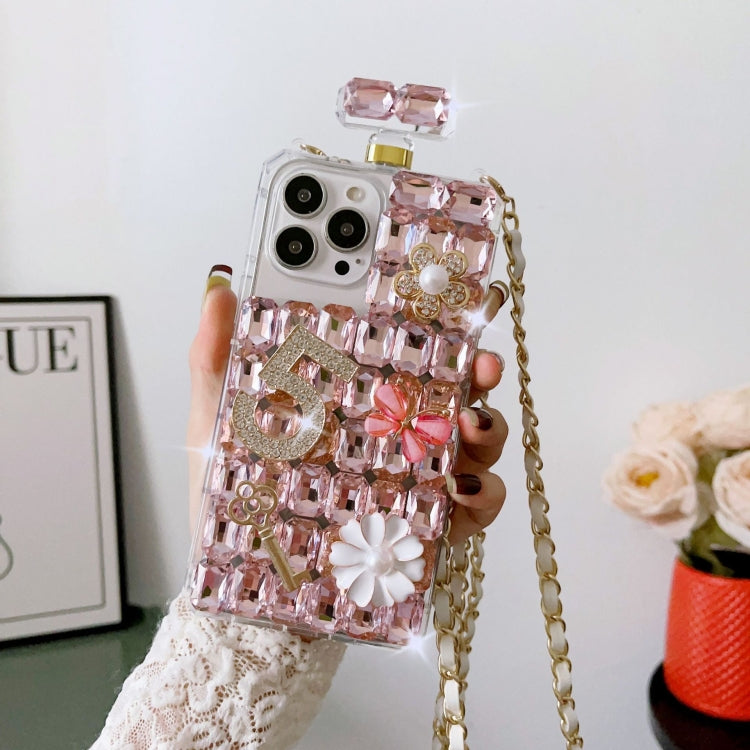 Crossbody Perfume Bottle Handmade Inlaid Diamond PC Phone Case, For iPhone 14 Plus, For iPhone 14, For iPhone 14 Pro, For iPhone 14 Pro Max, For iPhone 13 Pro Max, For iPhone 13 Pro, For iPhone 13, For iPhone 13 mini