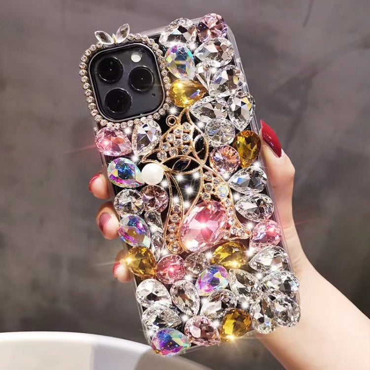 Handmade Bling Rhinestone Gemstone Fox PC Phone Case, For iPhone 16 Pro Max, For iPhone 16 Pro, For iPhone 16 Plus, For iPhone 16, For iPhone 15 Pro Max, For iPhone 15 Pro, For iPhone 15 Plus, For iPhone 15