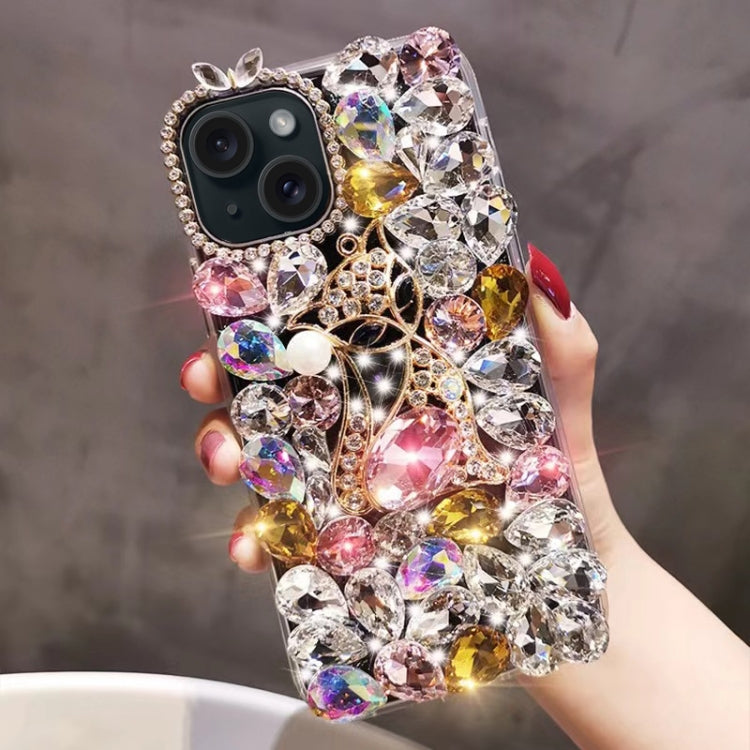 Handmade Bling Rhinestone Gemstone Fox PC Phone Case, For iPhone 16 Pro Max, For iPhone 16 Pro, For iPhone 16 Plus, For iPhone 16, For iPhone 15 Pro Max, For iPhone 15 Pro, For iPhone 15 Plus, For iPhone 15