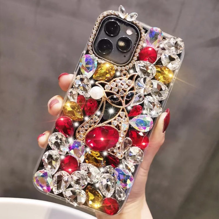 Handmade Bling Rhinestone Gemstone Fox PC Phone Case, For iPhone 14 Plus, For iPhone 14, For iPhone 14 Pro, For iPhone 14 Pro Max, For iPhone 13 Pro Max, For iPhone 13 Pro, For iPhone 13, For iPhone 13 mini