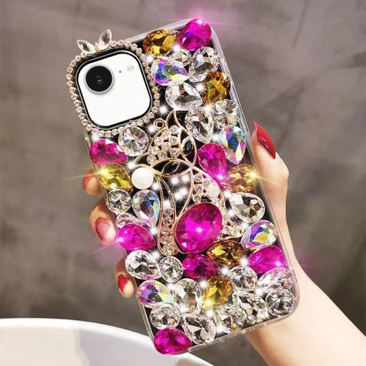 Handmade Bling Rhinestone Gemstone Fox PC Phone Case, For iPhone 16e, For iPhone 16 Pro Max, For iPhone 16 Pro, For iPhone 16 Plus, For iPhone 16, For iPhone 15 Pro Max