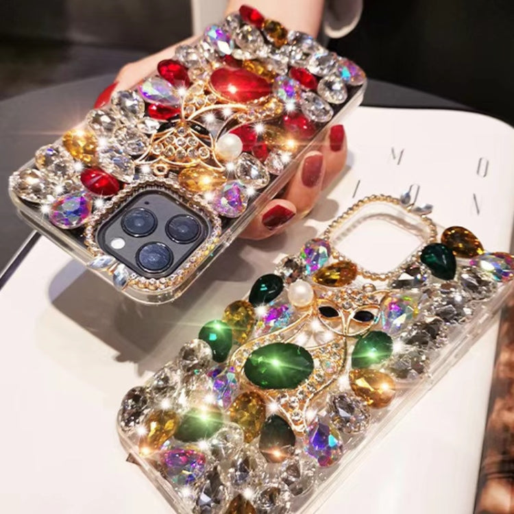 Handmade Bling Rhinestone Gemstone Fox PC Phone Case, For iPhone 16 Pro Max, For iPhone 16 Pro, For iPhone 16 Plus, For iPhone 16, For iPhone 15 Pro Max, For iPhone 15 Pro, For iPhone 15 Plus, For iPhone 15