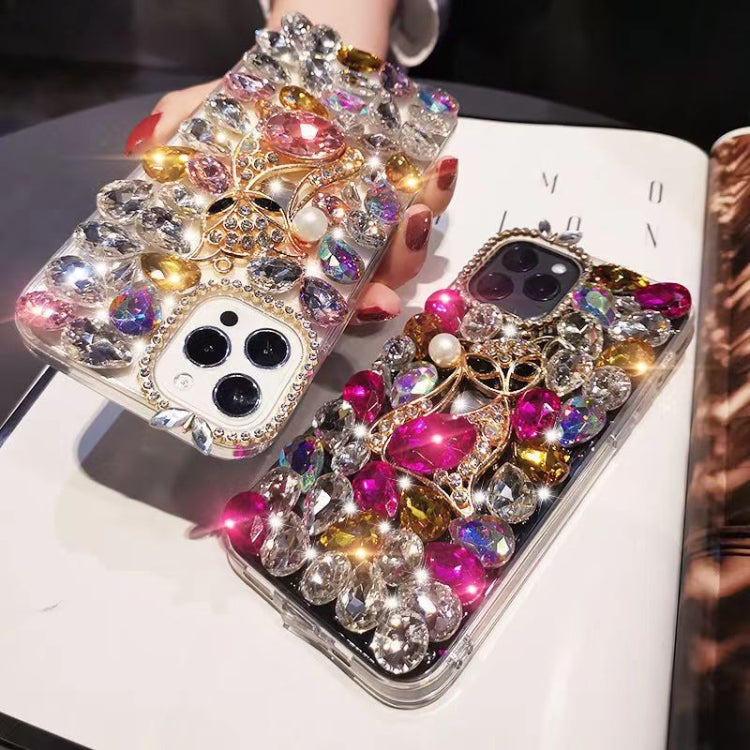 Handmade Bling Rhinestone Gemstone Fox PC Phone Case, For iPhone 16 Pro Max, For iPhone 16 Pro, For iPhone 16 Plus, For iPhone 16, For iPhone 15 Pro Max, For iPhone 15 Pro, For iPhone 15 Plus, For iPhone 15