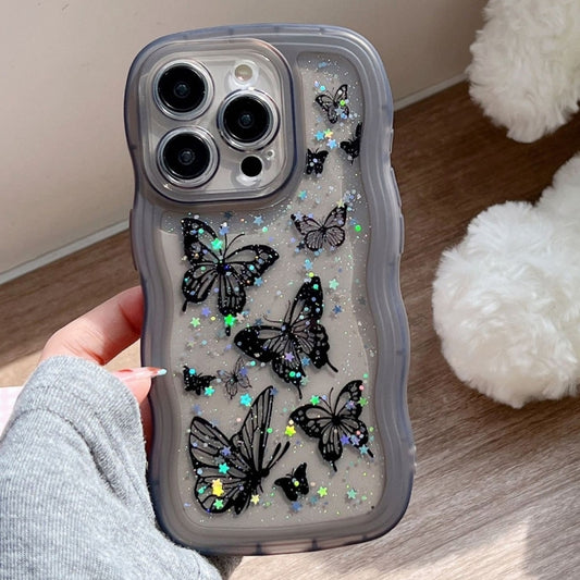 Wave Edge Butterfly TPU Hybrid PC Phone Case, For iPhone 15 Pro Max, For iPhone 15 Pro, For iPhone 15 Plus, For iPhone 15