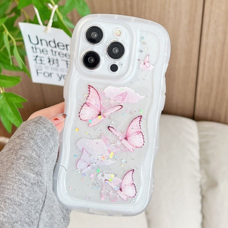 Wave Edge Butterfly TPU Hybrid PC Phone Case, For iPhone 16 Pro Max, For iPhone 16 Pro, For iPhone 16 Plus, For iPhone 16, For iPhone 15 Pro Max