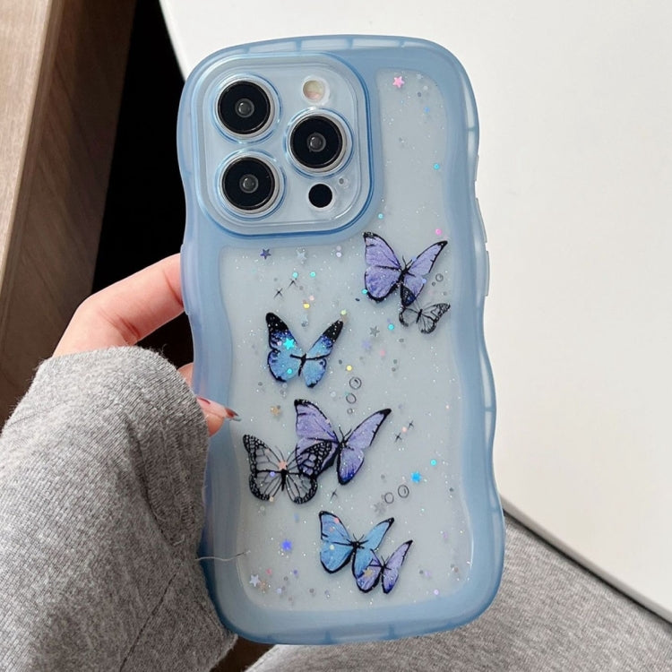 Wave Edge Butterfly TPU Hybrid PC Phone Case, For iPhone 15 Pro, For iPhone 15 Plus, For iPhone 15, For iPhone 14 Plus, For iPhone 14