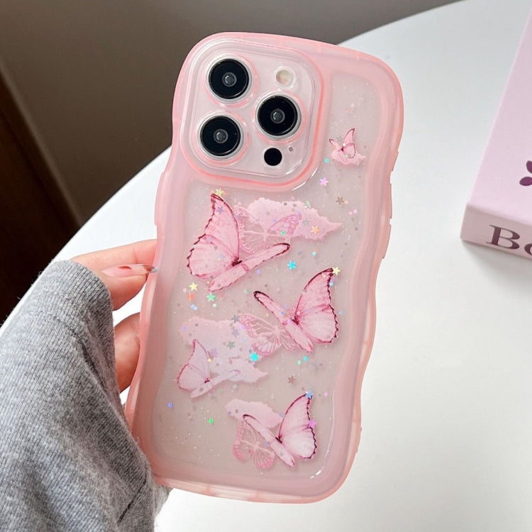 Wave Edge Butterfly TPU Hybrid PC Phone Case, For iPhone 15 Pro, For iPhone 15 Plus, For iPhone 15, For iPhone 14 Plus, For iPhone 14