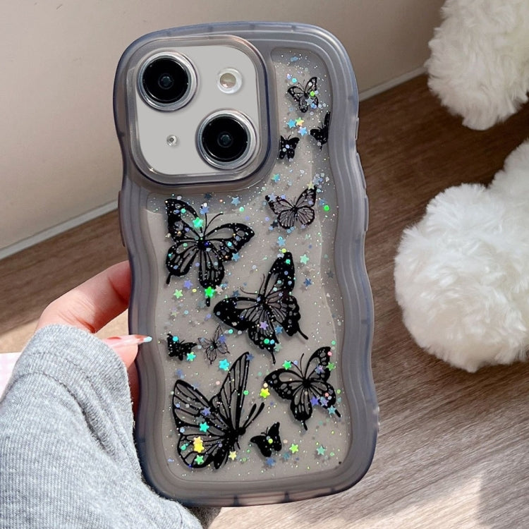 Wave Edge Butterfly TPU Hybrid PC Phone Case, For iPhone 15 Pro, For iPhone 15 Plus, For iPhone 15, For iPhone 14 Plus, For iPhone 14