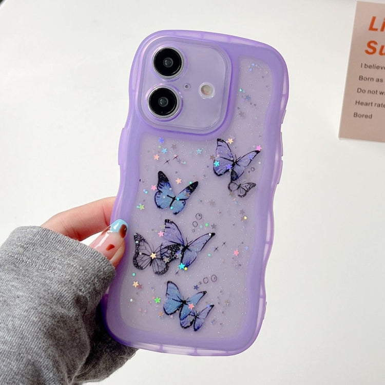 Wave Edge Butterfly TPU Hybrid PC Phone Case, For iPhone 16 Pro Max, For iPhone 16 Pro, For iPhone 16 Plus, For iPhone 16, For iPhone 15 Pro Max