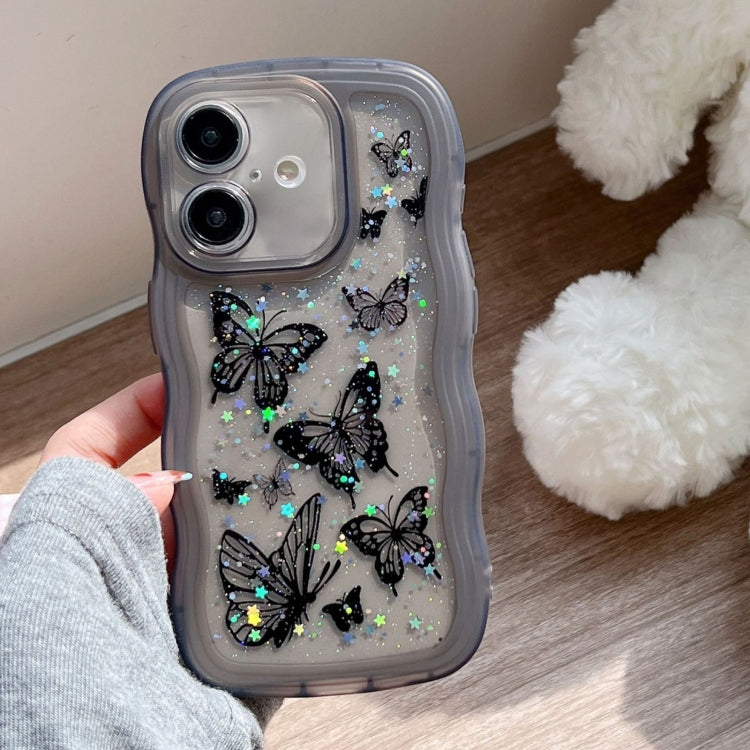 Wave Edge Butterfly TPU Hybrid PC Phone Case, For iPhone 16 Pro Max, For iPhone 16 Pro, For iPhone 16 Plus, For iPhone 16, For iPhone 15 Pro Max