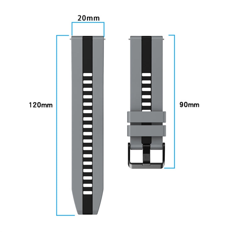 20mm Two Color Sports Silicone Watch Band, For Samsung Galaxy Watch 5  44mm