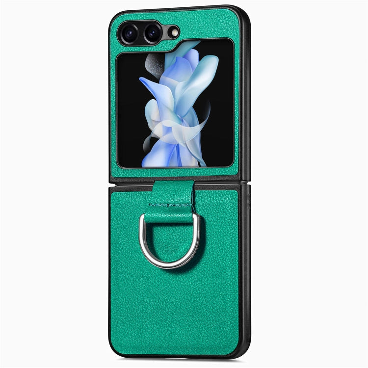 Litchi Texture Leather Ring Phone Case