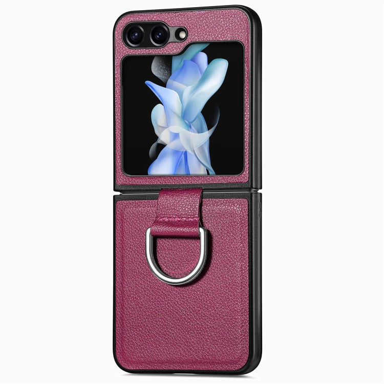 Litchi Texture Leather Ring Phone Case