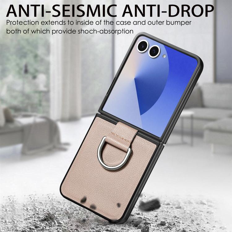 Litchi Texture Leather Ring Phone Case