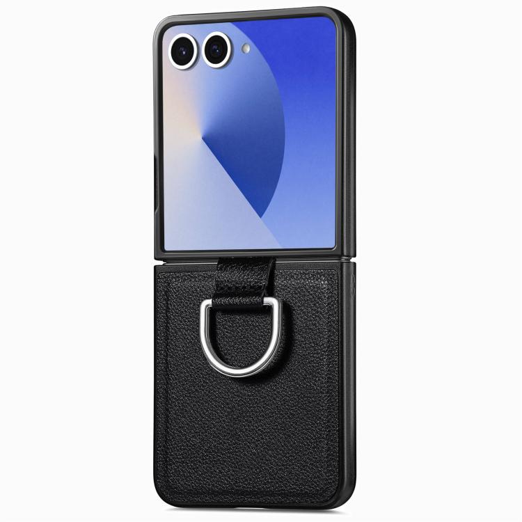 Litchi Texture Leather Ring Phone Case