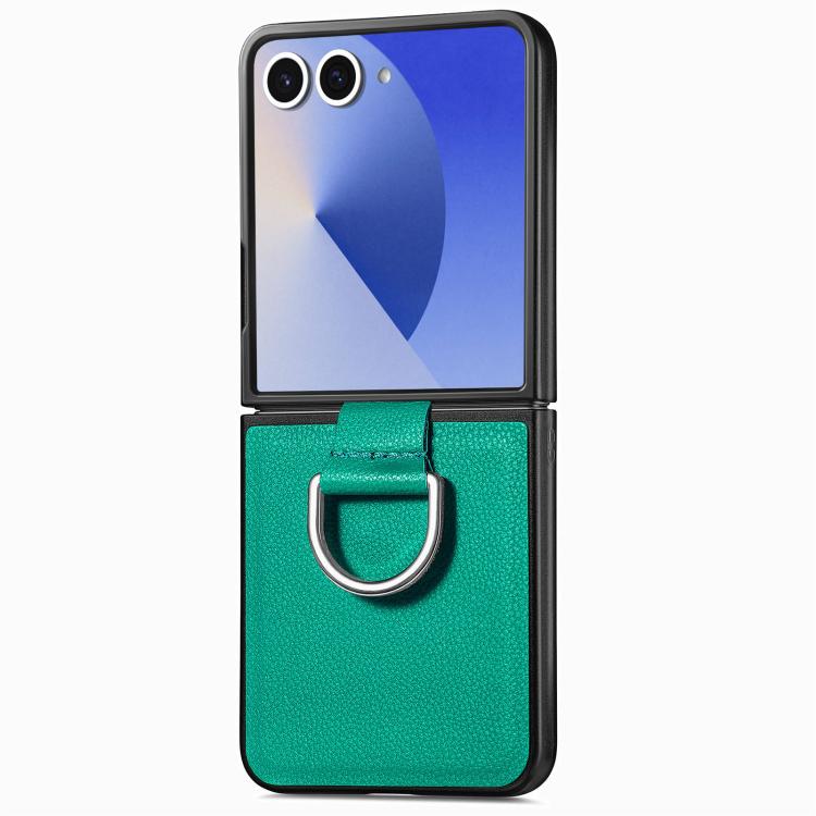 Litchi Texture Leather Ring Phone Case