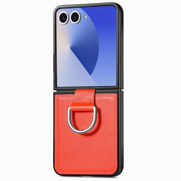 Litchi Texture Leather Ring Phone Case