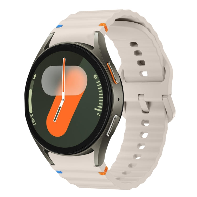 Wave Pattern Stitched Silicone Watch Band, For Samsung Galaxy Watch 7 40 / 44mm, For Samsung Galaxy Watch 6 Classic