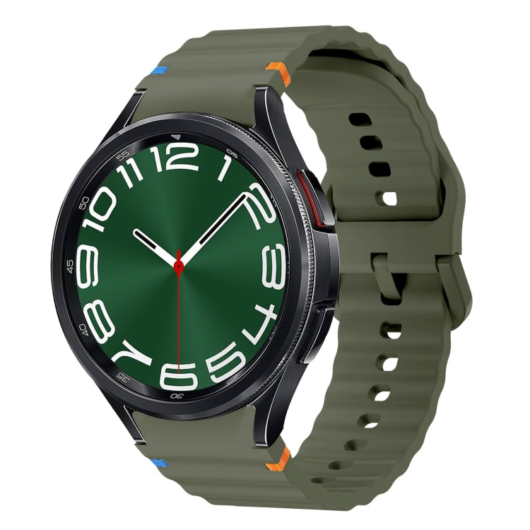 Wave Pattern Stitched Silicone Watch Band, For Samsung Galaxy Watch 7 40 / 44mm, For Samsung Galaxy Watch 6 Classic