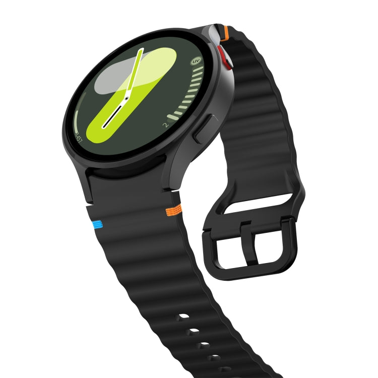 Wave Pattern Stitched Silicone Watch Band, For Samsung Galaxy Watch 6 40 / 44mm, For Samsung Galaxy Watch 5 40 / 44mm