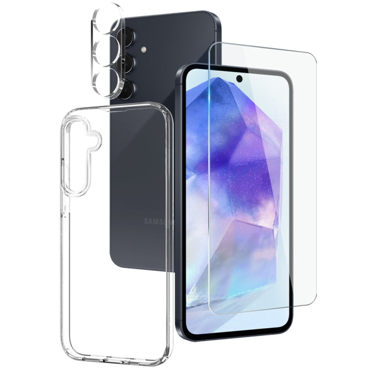 NORTHJO 3 in 1 TPU Phone Case with Screen Protector and Lens Film, For Samsung Galaxy A16 5G, For Samsung Galaxy A06 4G, For Samsung Galaxy S24 FE 5G, For Samsung Galaxy A55 5G, For Samsung Galaxy A35 5G, For Samsung Galaxy A05s 4G