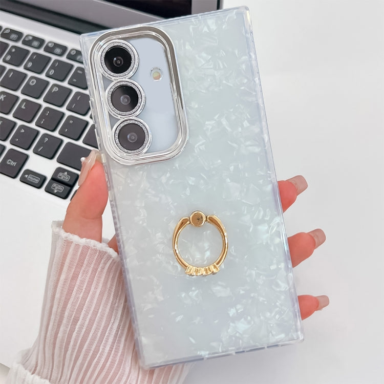 Plating Glitter Texture Ring Holder TPU Phone Case with Lens Film, For Samsung Galaxy A25 5G