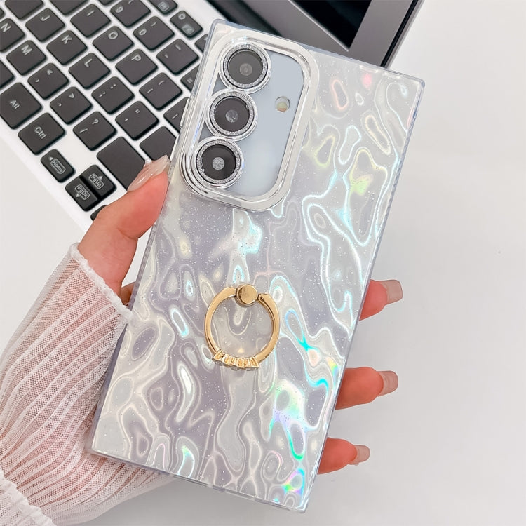 Plating Glitter Texture Ring Holder TPU Phone Case with Lens Film, For Samsung Galaxy A25 5G