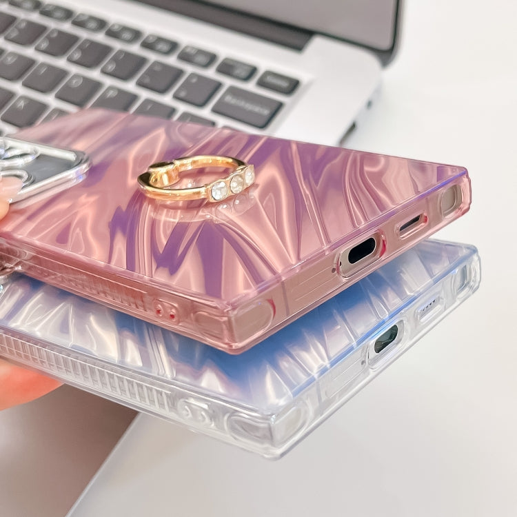 Plating Glitter Texture Ring Holder TPU Phone Case with Lens Film, For Samsung Galaxy A36 5G