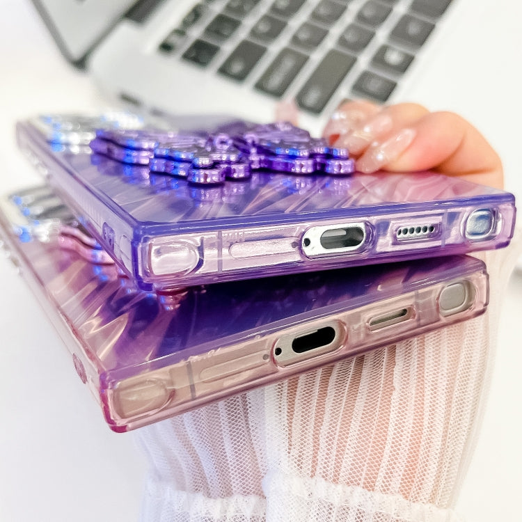 Plating Glitter Texture Butterfly Holder TPU Phone Case with Lens Film, For Samsung Galaxy A25 5G