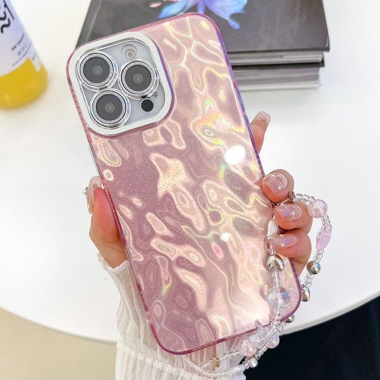 Plating Glitter Texture Chain Wristband TPU Phone Case with Lens Film, For iPhone 13 Pro