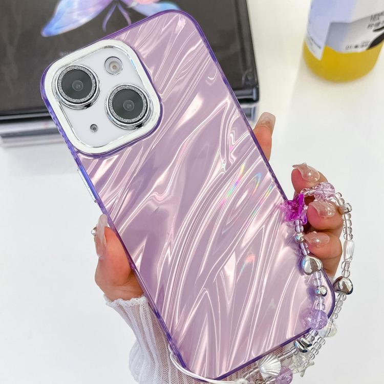 Plating Glitter Texture Chain Wristband TPU Phone Case with Lens Film, For iPhone 13