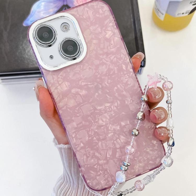 Plating Glitter Texture Chain Wristband TPU Phone Case with Lens Film, For iPhone 13