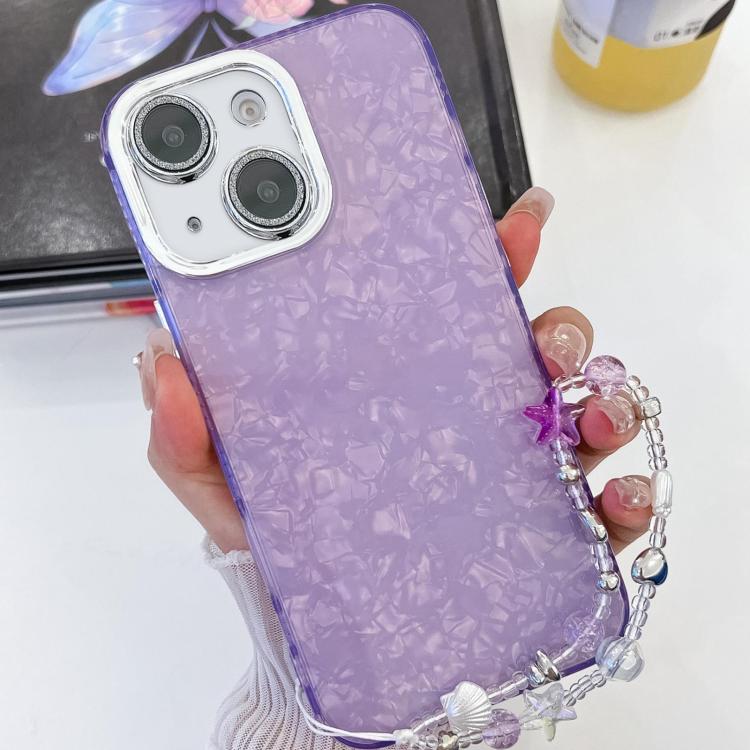 Plating Glitter Texture Chain Wristband TPU Phone Case with Lens Film, For iPhone 13