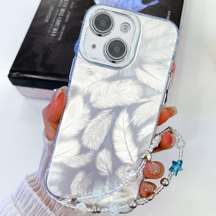 Plating Glitter Texture Chain Wristband TPU Phone Case with Lens Film, For iPhone 13