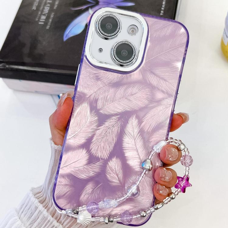 Plating Glitter Texture Chain Wristband TPU Phone Case with Lens Film, For iPhone 13