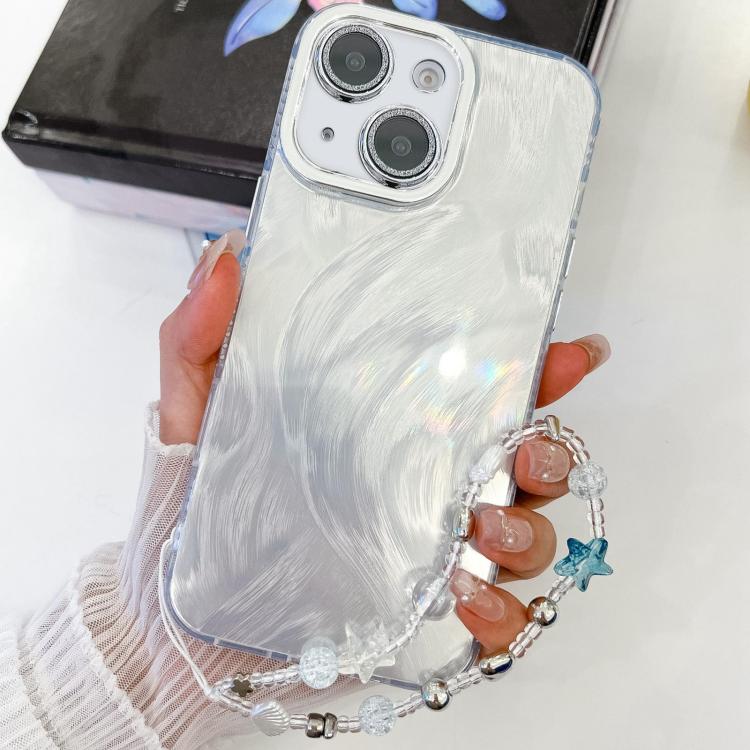 Plating Glitter Texture Chain Wristband TPU Phone Case with Lens Film, For iPhone 13