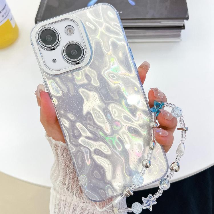 Plating Glitter Texture Chain Wristband TPU Phone Case with Lens Film, For iPhone 13