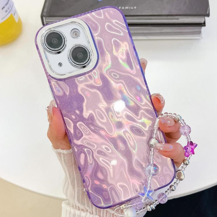 Plating Glitter Texture Chain Wristband TPU Phone Case with Lens Film, For iPhone 13