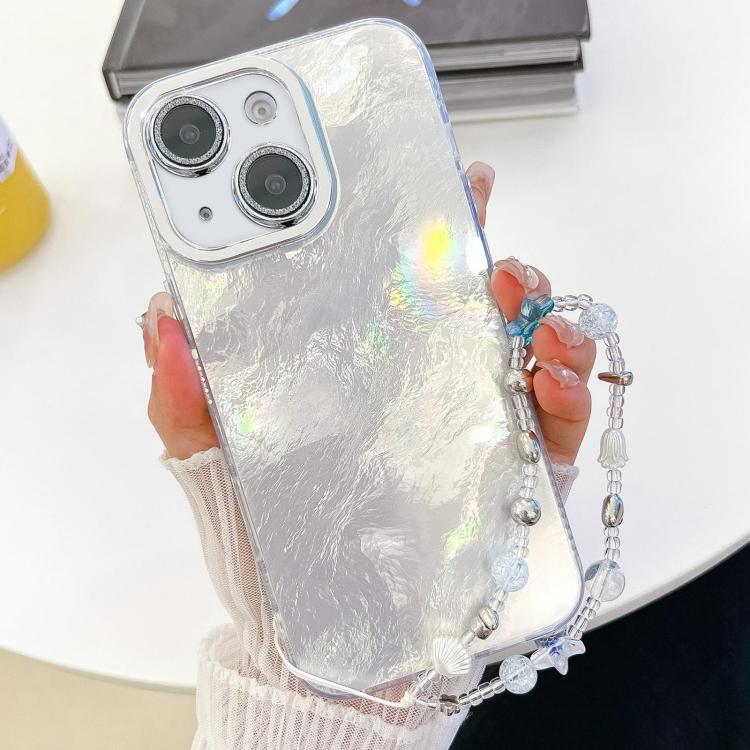 Plating Glitter Texture Chain Wristband TPU Phone Case with Lens Film, For iPhone 13