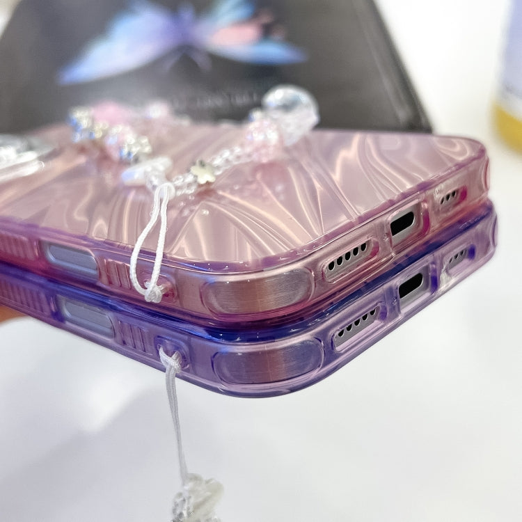 Plating Glitter Texture Chain Wristband TPU Phone Case with Lens Film, For iPhone 13