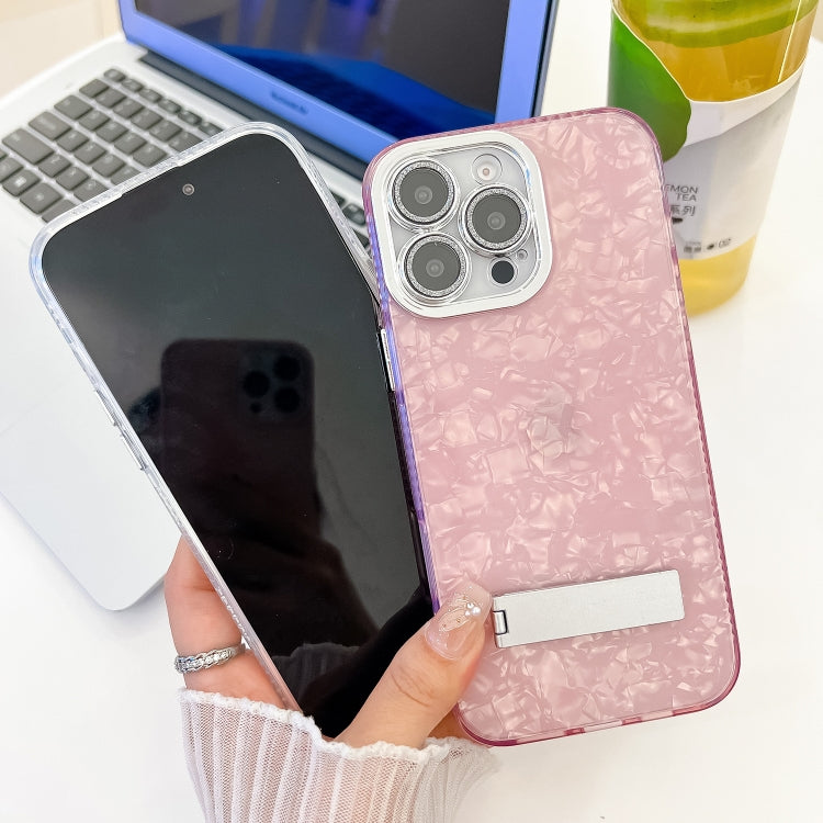 Plating Glitter Texture Fold Holder TPU Phone Case with Lens Film, For iPhone 13 Pro